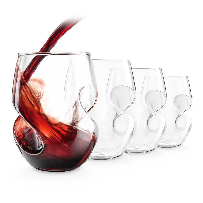 Final Touch Conundrum Red Wine Glasses - Set of 4 Stemless Handcrafted Glasses - 16 Ounce - Curves for Comfortable Holding - Dishwasher Safe (GG5009) - Image 1